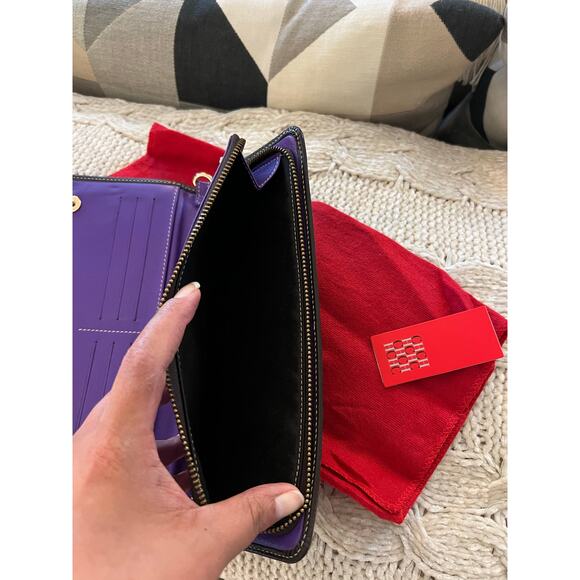 Carolina Herrera Long Leather Wallet in Dark Brown with Purple interior lining.✨ - Picture 6 of 11